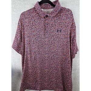 UNDER ARMOUR The Playoff Polo Shirt Mens XL Loose Fit Multi Floral Comfort Flex